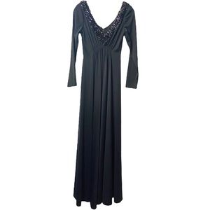 Vintage Long Black Polyester Dress w/ Sequins